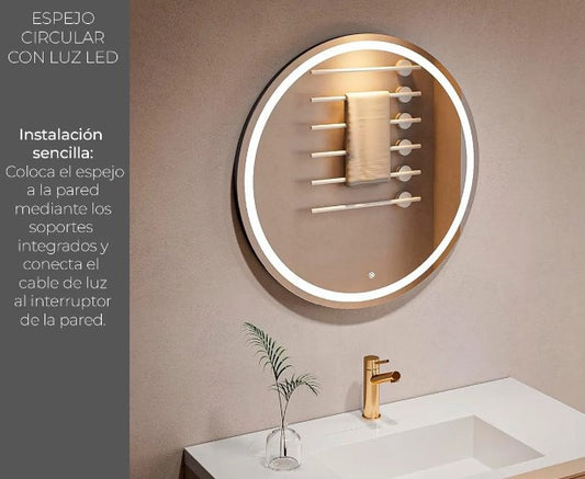 Espejo Luz Led  Redondo Marco